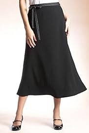 Flared Hem Waist Tie CrÃƒÂªpe Skirt