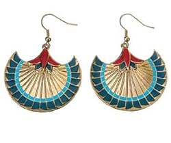 Egyptian Papyrus Earrings - Pewter - 1.5'' Height