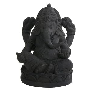 Black Casted Stone Ganesh Statue