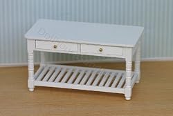Dollhouse Miniature White Painted Working Table