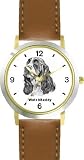English Springer Spaniel (SC) Dog - WATCHBUDDY&reg; CLASSIC DELUXE TWO-TONE THEME WATCH - Arabic Numbers-Brown Leather Strap-Women's Size-Small
