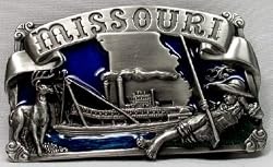 Missouri State 3-D Enamel Pewter Belt Buckle