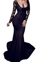 Checkered Print Long Sleeves Polyester/Spandex Lace Spring Winter Evening Dress/Maxi Dress 