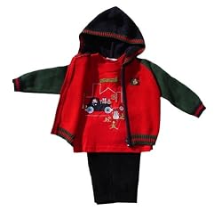 Good Lad Infant Boy Christmas Scene 3pc Cardigan & Pant Set