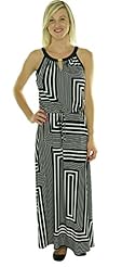 Scoop Neck Rayon/Spandex Geometric Print Sleeveless Maxi Dress 