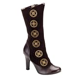4 Inch High Heel Womens Sexy Brown Boots Gear Buttons Steampunk Hardware