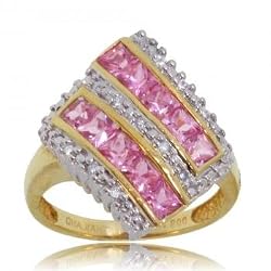 Princess Pink Sapphire & Diamond Ring in 14K Yellow & White Gold