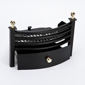 Kaminecke Schwarz / Messing Feuerrost Funkenschutz Und Aschekasten