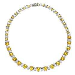 Canary & Simulated Diamonds Tennis Necklace Gift For Her (Nice Gift, Special Sale)