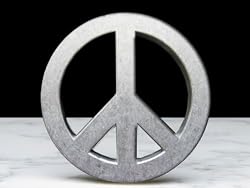 Silver Star "Peace Sign" Vintage Metal Belt Buckle