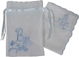 Hand embroidered Monogram Handkerchief in voile sachet