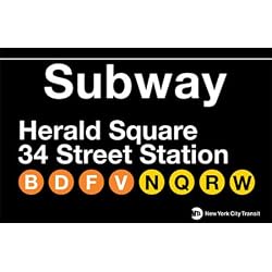 Herald Square Metal Subway Sign