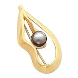 14K Yellow Gold Black Akoya Pearl Brooch