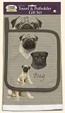 David Kiphuth Dog Breed Kitchen Towel and Potholder Set--Pug