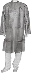 Men Clothing Casual Evening Dress Kurta in Silk Pajama Set India Fashion Size L (gkps020)