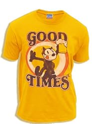 Junk Food Felix the Cat Good Times Mustard Adult T-Shirt Tee