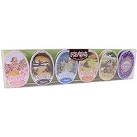 Abbaye de Flavigny Traditional Tin Anise drops 6 pack gift set: Anise, Rose, Orange, Mint,Licorice, Violet