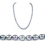 AugustinaJewelry Single Strand 22 Inch 9-10mm Black Oval Shape Freshwater Cultured Pearl Necklace