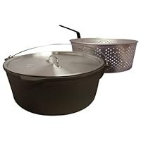 King Kooker CI85B 8-1/2 Quart Cast Iron Pot with Aluminum Lid and Basket