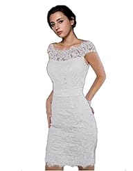 Sheath Belted Lace Sheer Knee Length Short Prom Dress 