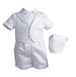 Lauren Madison baby boy Christening Baptism Infant Vestie Set With Short, White, 9-12 Months