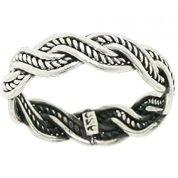 925 Solid Silver Braided Rope Twisted Band Ring