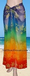 Full Size Pareo: Sheer Rainbow with Turtles