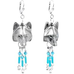 Handcrafted Native American Wolf Earrings MADE WITH SWAROVSKI ELEMENTS