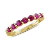 14k Yellow Gold 7 Stone Natural Ruby Wedding Ring - 1.05 cttw, Certificate of Authenticity