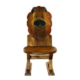 Hand-carved & Painted 25" Vintage Style Children's Wood Folding Chair - Smiling Lion Design
