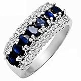 2.15ct Genuine Natural Sapphire Gemstone and Diamond 10k White Gold Ring(Limited Edition)