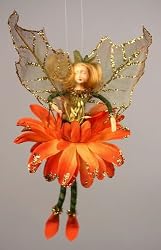 Orange Daisy Flower Garden Fairy Fairy 6" Ornament