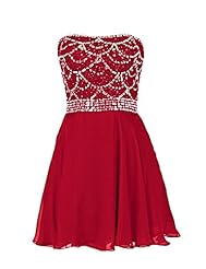 Strapless Chiffon/Polyester Short Beaded Evening Dress/Homecoming Dress/Bridesmaid Dress/Prom Dress 