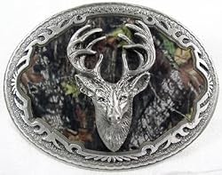Mossy Oak Deer Hunting Enamel Pewter Buckle ,Sport Buckle