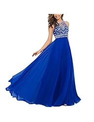 Beaded Belted Chiffon Cocktail High-Neck Bridesmaid Dress/Party Dress 