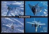(24x36) Fighters (4 Jets, F-15E, F-117A, F-16, F/A-18C) Art Poster Print