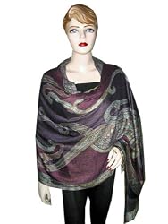 Designer Tawny Port Jamawar Pashmina Wrap Throw Reversible Women's Shawl