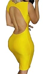 Sexy Above the Knee Polyester Illusion Backless Sleeveless Bodycon Dress/Midi Dress/Mini Dress 