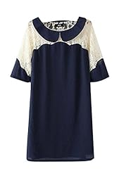 Shift Spring Summer Fall Short Sleeves Lace Knee Length Midi Dress 