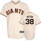 MLB Men's San Francisco Giants Brian Wilson Ivory Home Short Sleeve 6 Button Synthetic Replica Baseball Jersey Spring 2012