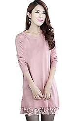 Wool/Knit General Print Lace Sweater  Dress