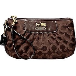 Coach Large Madison Signature Wristlet Pouch Bag 41988 Brown