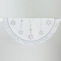 48" Quilted White with Silver Snowflakes Christmas Tree Skirt