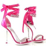 Women's Shoes Sexy Wrap around Sandal 4.5 Inch Heel Rhinestones Black Fuchsia Gold Red Silver