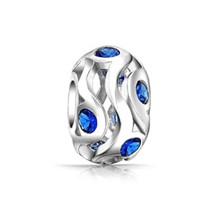 Bling Jewelry Blue Sapphire CZ September Birthstone 925 Sterling Silver Bead