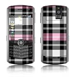 Pink Plaid Design VERTICAL CAMERA Original Pearl 8110/ Pearl 8100 Cell Phone Protective Skin Decal Sticker