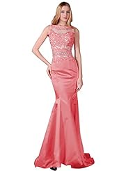 Mermaid Satin  Belted Lace Evening Dress/Homecoming Dress/Prom Dress  With Rhinestones