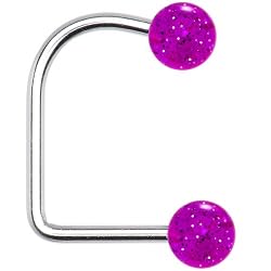 14 Gauge Purple Acrylic Glitter Ball Lippy Loop Labret