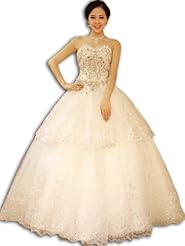 Strapless Tulle   Fitted  Ball Gown  Dress With Rhinestones