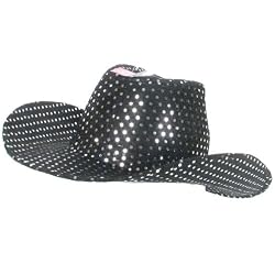 COWBOY SHAPEABLE FEDORA GLITTER SEQUINS HAT DANCE BLACK Medium